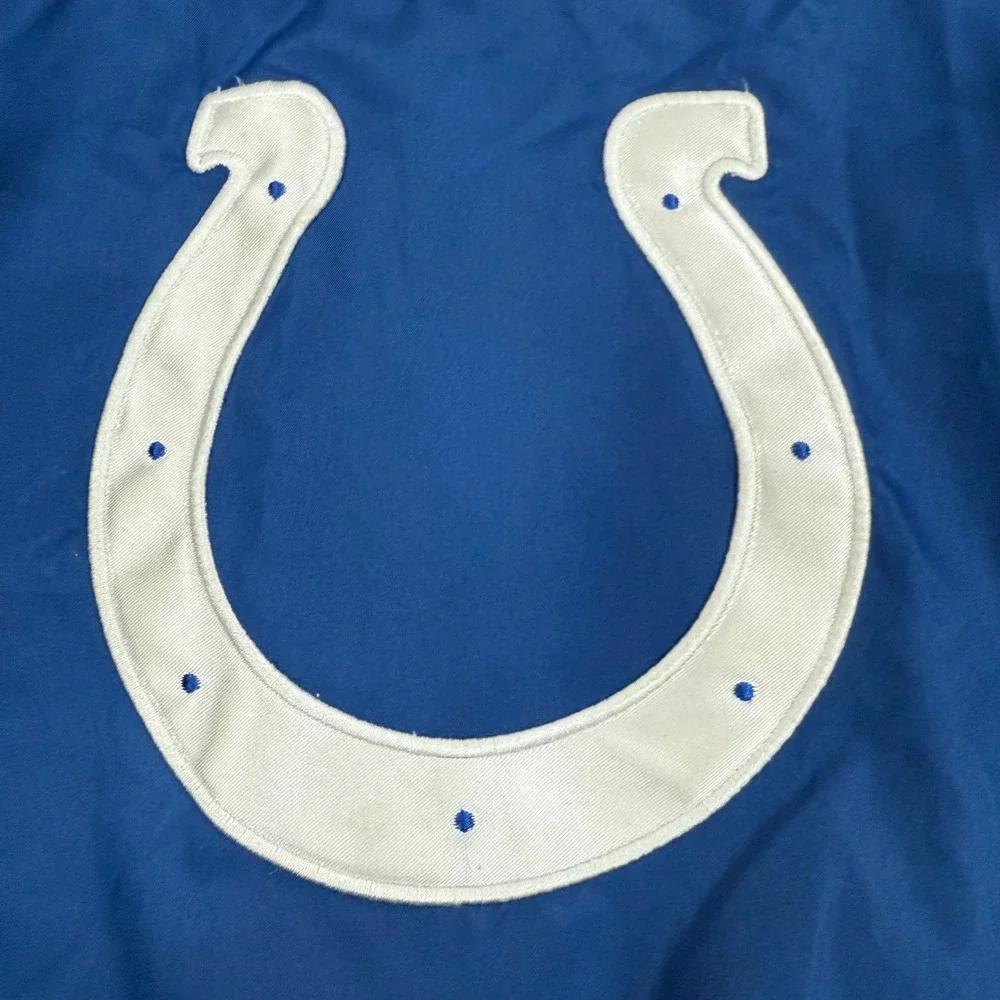 Indianapolis Colts NFL Pullover Windbreaker Quarter Zip Jacket Mens M Black Blue